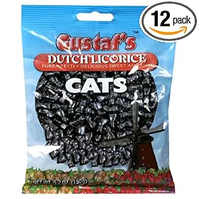 Gustaf's Dutch Licorice Cats, 5.2-Ounce Bags (Pack of 12)