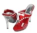 Women's Red and White Sexy Thong High Heel Shoes with Lace Accents - Size 10