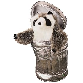 Plush Raccoon in Garbage Can Puppet 10"