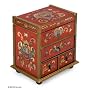 Painted glass jewelry box, 'Crimson Heart Flowers' 8.3" W 8.5" W 6.1" L