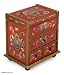 Painted glass jewelry box, 'Crimson Heart Flowers' 8.3