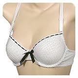 Mamia Gold Sexy Plain Demi Cup Multifunctional Bra With Dot Printing & Ribbon Trim