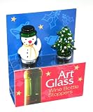 Art Glass Snowman & Tree Holiday Wine Bottle Stoppers