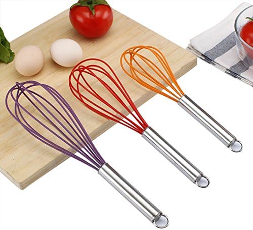 Yannic Silicone Whisk, Balloon Whisk, Wire Whisk Set of 3 Kitchen Beating, Stirring, Set of 3 9-inch/11-inch/12-inch