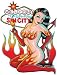Retro Style Sin City Bombshell Sticker ~ Kirsten Easthope