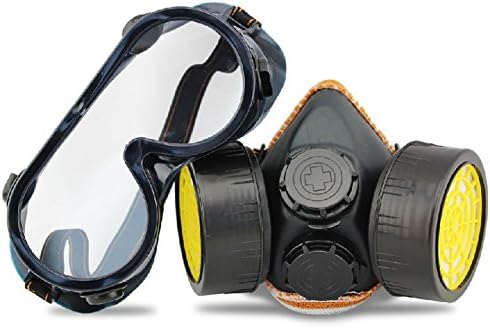 CONXIN Anti-dust Spray Chemical Gas Dual Cartridge Respirator Paint Filter Mask Goggles Safety Masks, Black