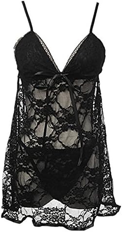 Aosh(TM) Women's Sexy Lace Lingerie Babydoll Dress +G-string Size XXXL Black
