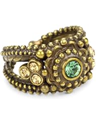 Sorrelli "Water Lily" Crystal Flower Band Gold-Tone Adjustable Ring