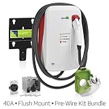 Evr-Green 400 Electric Vehicle Charging Station: 40 Amp, 9.6kW output, cord-connected (plug-in), Flush Mount with 50A Pre-Wire Installation Kit