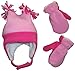 N'Ice Caps Girls 4 Corner Sherpa Lined Fleece Hat and Mitten Set