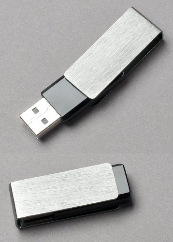 Premium Brushed Aluminum/Black Swivel Drive 64GB
