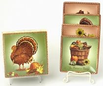 Mini Decorative Plates Thanksgiving Harvest Turkey