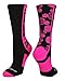 MadSportsStuff Crazy Volleyball Logo Crew Socks (Black/Hot Pink, Large)