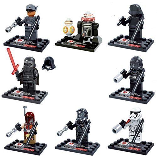 NW 8 Pcs Dargo Building Blocks Super Heroes Star Wars Minifigures BB8 KYLO REN SABINE R5D4 r2d2 TIE Pilot White Solider Figures ( Without Original Box )