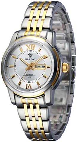 OLIPAI Women's Mechanical Wrist Watches Dress With 316L Steel Band &amp; Day ( Silver )
