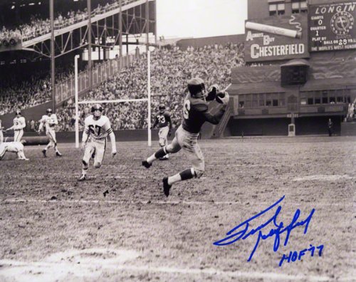 Frank Gifford Autographed 8x10 Photograph | Details: New York Giants, Black and White, Falling Down, with 