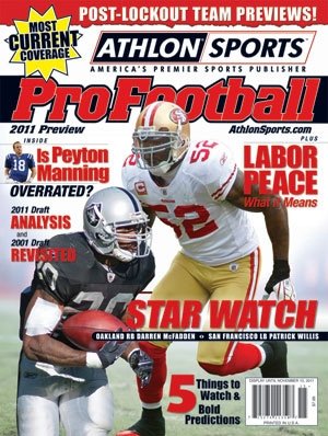 2011 Athlon Sports NFL Pro Football Magazine Preview-San Francisco 49ers/Oakland Raiders Cover
