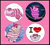Set of 4 Cheshire Cat Buttons Pins Pinbacks