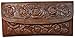 Womens Western Wallet Tooled Leather Clutch with Roses has Mirror Brown