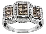 10KT WG 1.50CTW WHITE DIAMOND AND CHAMPAGNE DIAMOND RING