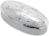 Steling Silver Pill Box, Oval Shape, Engraved Design - B00024VSPA