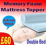 MEMORY FOAM MATTRESS TOPPER DOUBLE BED 1 INCH THICKNESS + FREE POSTAGE TO UK