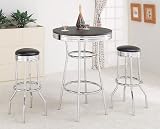 Retro Chrome Soda Fountain Bar Table w 2 Padded Black Bar Stools