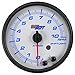 GlowShift White 7 Color 10,000 RPM Tachometer Gauge - for 1-10 Cylinder Gas Powered Engines - Built-in Shift Light - Mounts in Custom Dashboard - White Dial - Clear Lens - 3-3/4