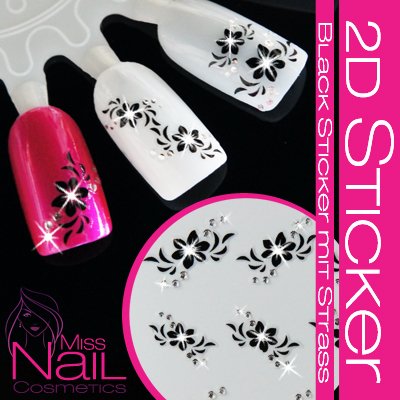 Black Sticker mit Strass - Bl&uuml;te / Blume Preisvergleich