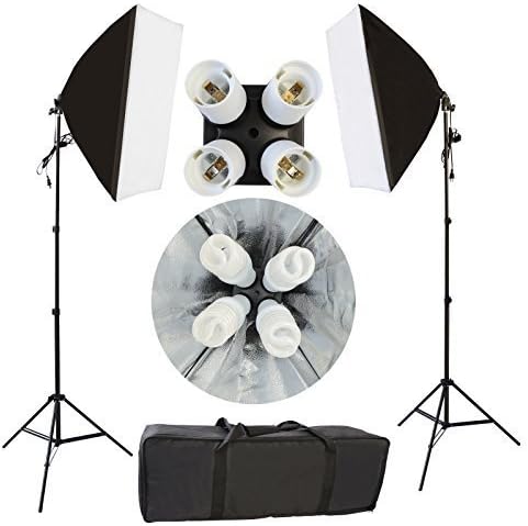 Emart Photography Photo Portrait Studio 1800w 4 Headlight Softboxes Continuous Lighting Kit