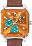 Andy Warhol Unisex The Fifteens Leather Strap and Orange Dial Watch #ANDY144