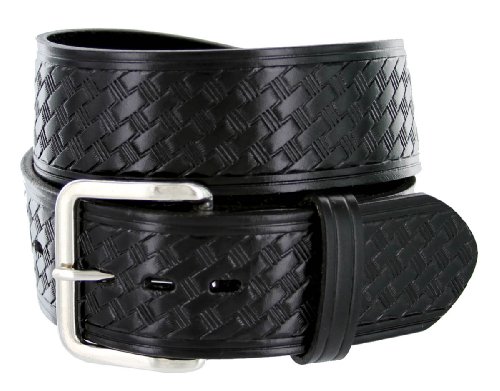 Men's Basketweave 1.75 Inch Wide Genuine One Piece Leather Utility Uniform Work Belt