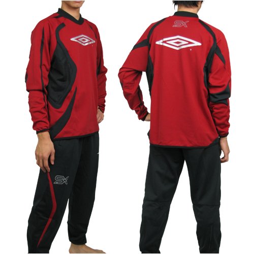 Cover image : UMBRO アンブロ 2nd-Skin スポーツミッド上下セット スポーツトレーニングウェア 長袖 保温ドライ効果 UBA2830-CRED-UBA2830P-BLK メンズ レッド