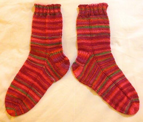 Hand Knit Virgin Wool Unisex Mens/Women's Custom Size Stripy Socks 6 colours