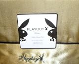 Playboy Home GOLD Embroidered Satin QUEEN Size Sheet Set