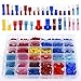 Glarks 540pcs 22-16/16-14/12-10 Gauge Nylon Heat Shrink Waterproof Electrical Insulated Quick Splice Fork Butt Bullet Spade Butt T-Tap Crimp Terminals Connectors Assortment Kit