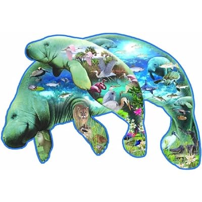 Manatees Shaped Jigsaw Puzzle by Dennis Rogers 1000pc