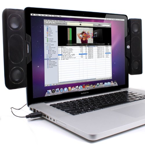 GOgroove SideStream Portable Clip-On Computer Speakers with Powerful Built In Digital Amplifier and Subwoofer