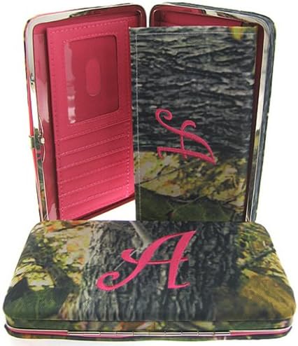 Canvas Camo Print Initial Flat Clutch Wallet - You Choose Your Initial (Letter A)