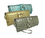 Travel Gear Bag Womens Hornback Croco Print Clutch Wristlet Wallet w/ Removable Coin Purse & Credit Card Holder   Choice of Colors
