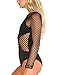 iHeartRaves Naughty Net Bodysuit Long Sleeve Rave Bodysuit One Piece (Black)
