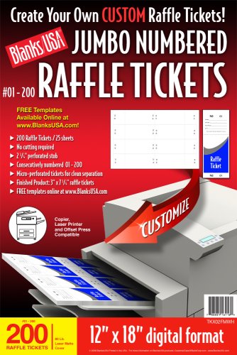 Blanks/USA Pre-Cut Jumbo Numbered Raffle Tickets (TKX02FMWH)