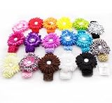 Ema Jane - 17 Large Gerber Flowers GLUED to Super Soft Ema Jane Crochet Headbands
