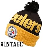 Pittsburgh Steelers Mitchell & Ness Throwback Vintage Knit Hat with Pom