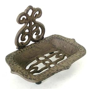 Dark Rust Colored Aged Vintage Style Metal Wall Mounted Soap Dish, Design 3