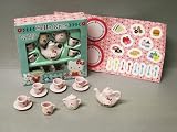 Authentic Sanrio / Nakajima Japanese Hello Kitty Mini Porcelain Tea Set with matching stickers - Brand New Release for 2009 Happy Holidays Christmas Miniature Doll House Tea Set.