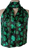 St Patrick's Day Black & Green Shamrock Satin Stripe Oblong Scarf / Sash Belt / Headband