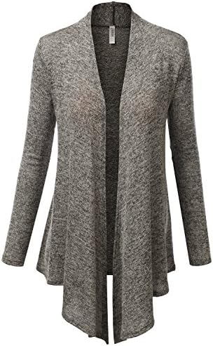 11 FOXY Womens Long Draped Open Front Cardigan GRAY LARGE