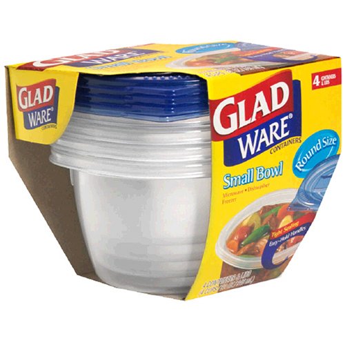GladWare Small Bowl Containers with Lids, Round Size, 4 Cups 4 containers