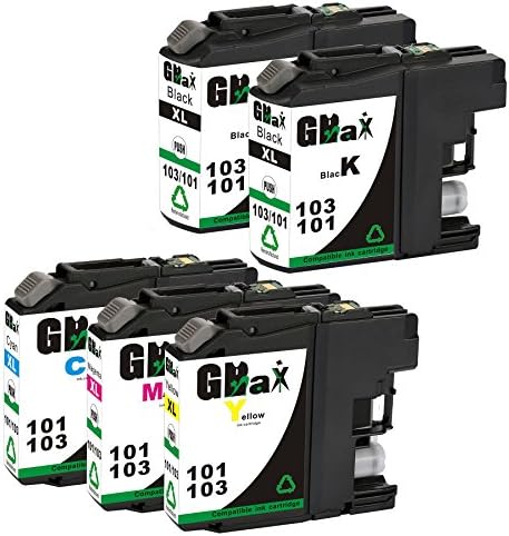GBaX 1Set+1BK Remanufactured Ink Cartridges Replacement for Brother LC101 LC101XL LC103 LC103XL ( 2-Black , 1-Cyan, 1-Magenta, 1-Yellow)-Combo Pack